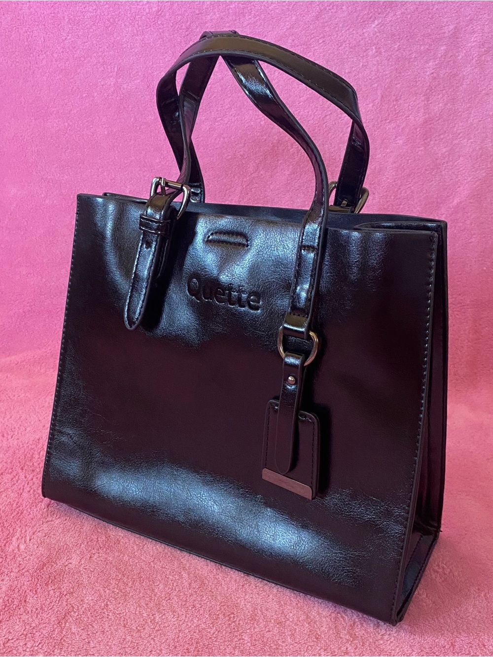 Black Patent Tote Bag - Structured Women’s Handbag